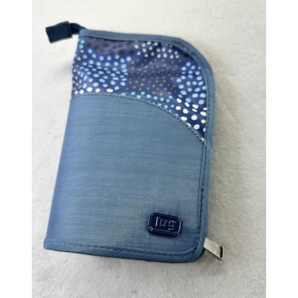 Lug Canoe Zipper Travel Case Brush Holder Wipeable Confetti Blue Logo